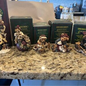Boyds Bears Festive Figurine Collection with Red and Green Accents